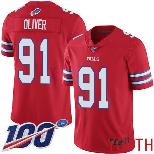 Youth Buffalo Bills 91 Ed Oliver Limited Red Rush Vapor Untouchable 100th Season NFL Jersey
